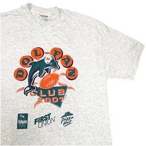 Vintage Miami Dolphins T Shirt Dol-fan Club 2001 Men’s Medium Gray